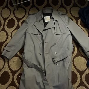 A grey trench coat